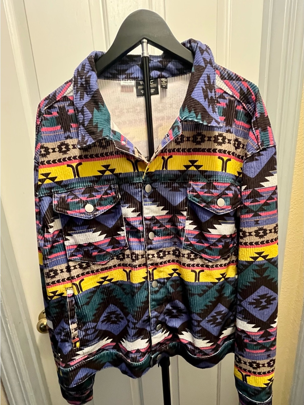 Wesc Multicolor Aztec Corduroy Jacket with Yellow & Teal Accents
